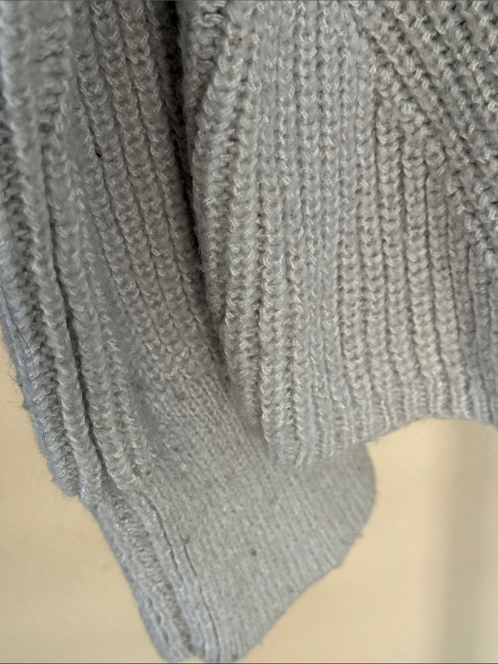 Light Gray Ribbed Open-Collar Sweater - Picture 5 of 5